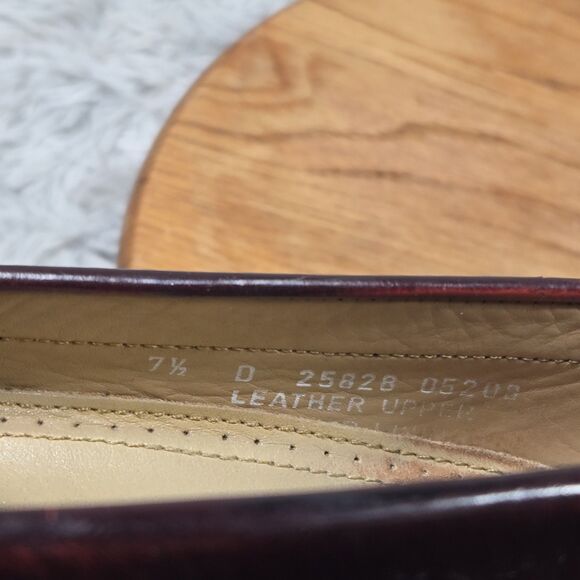 Vintage Bostonian Crown Windsor Mens Size 7.5M Burgundy Leather Penny Loafers - Picture 8 of 8